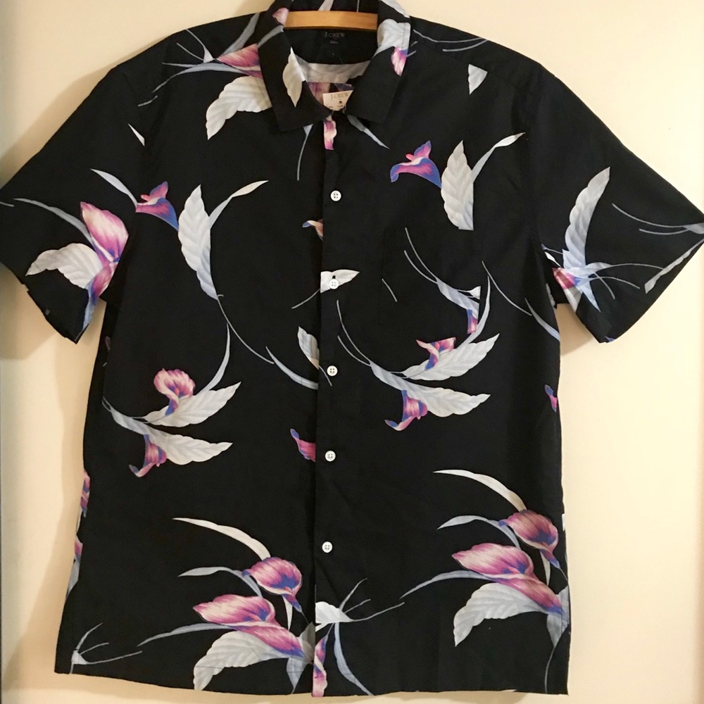 NWT J. Crew Slim-fit Camp-Collar Shirt (Black)